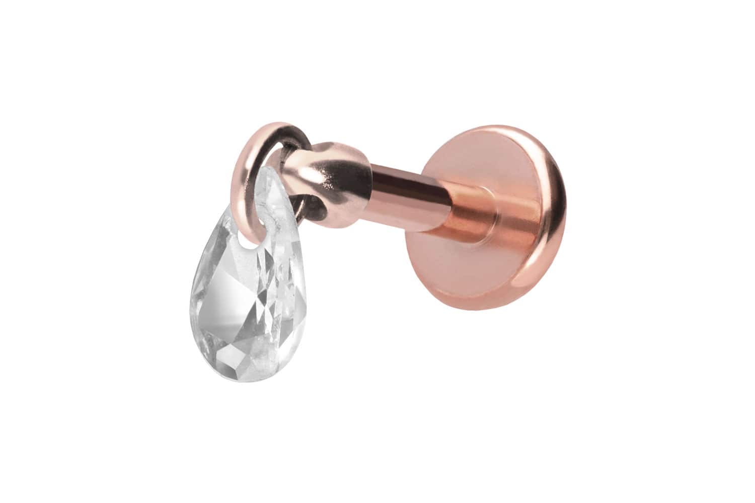 Titan Labret Piercing mit Push Fit KRISTALLTROPFEN